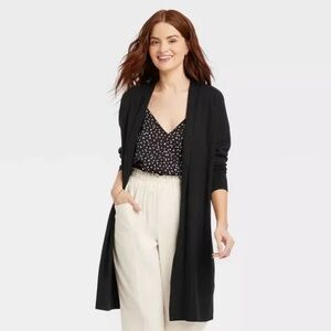 A New Day Women's Black Modal Open-Front Cardigan Size Large